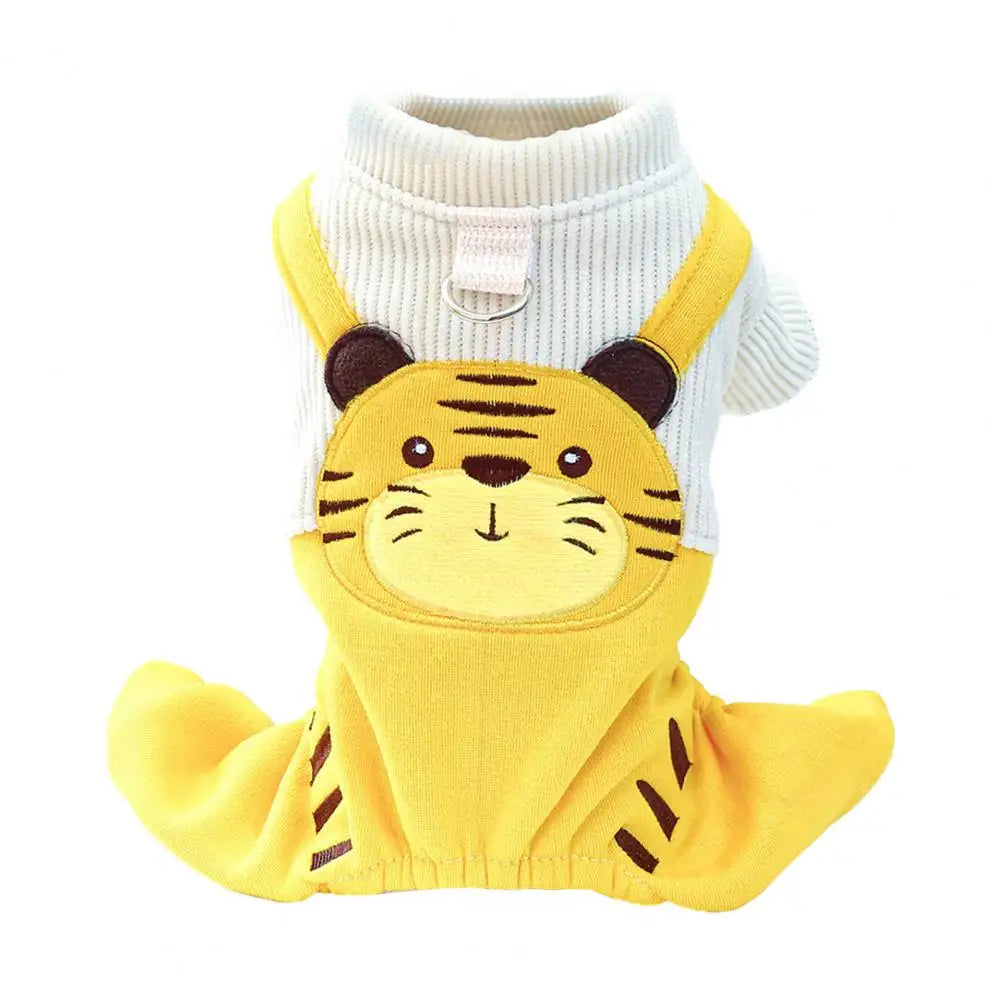 Pet Overall Cute Yellow Tiger Bib Pants Breathable Dogs Stylish Pet Overalls Pajamas Adorable Dog Onesies Cute Four Leg Clothing
