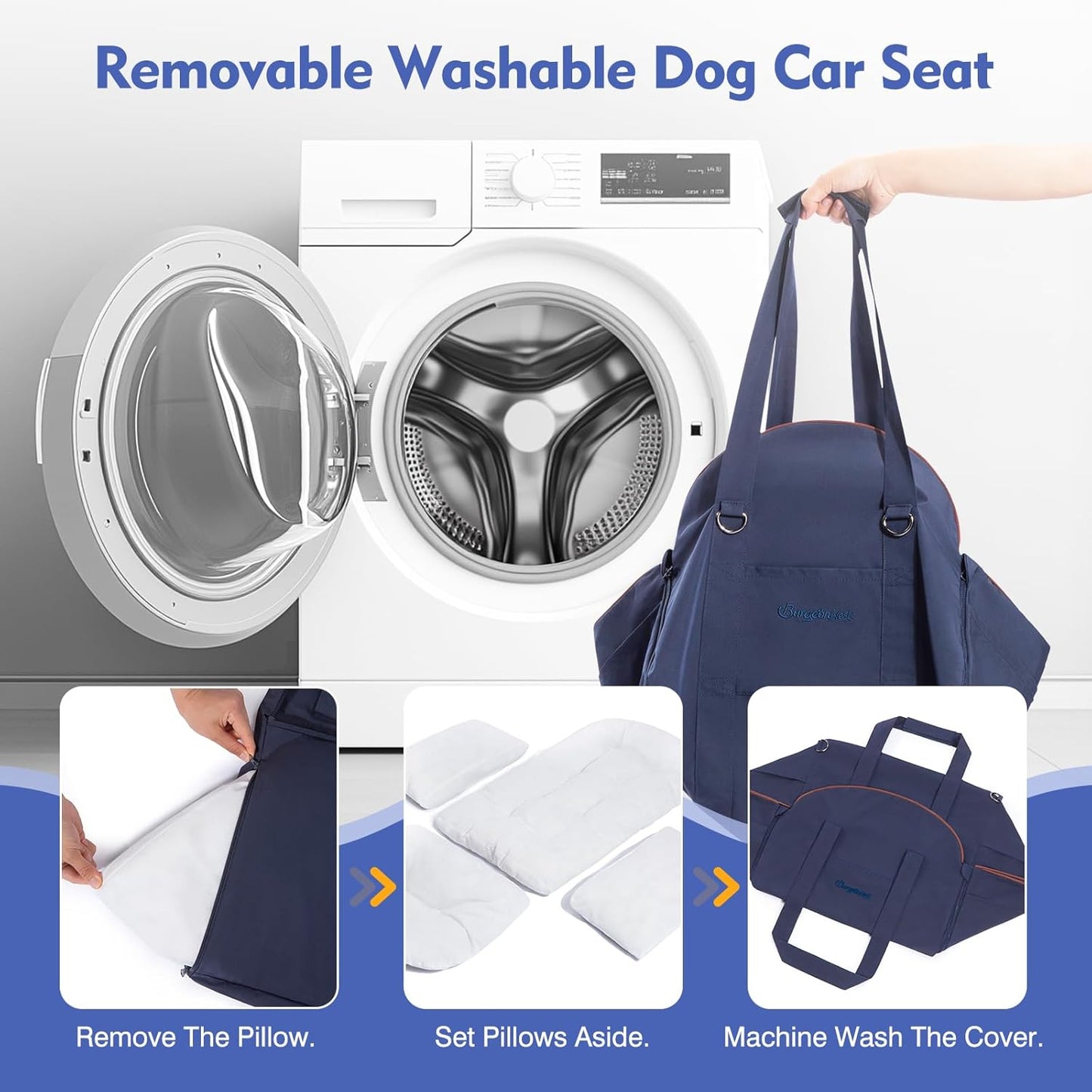 Luxurious Dog Car Seat for Small Dogs up to 20Lbs – 2-In-1 Puppy Cat Cozy Booster Carseat with Storage Pockets, Waterproof Outdoor Travel Pet Carrier Bed