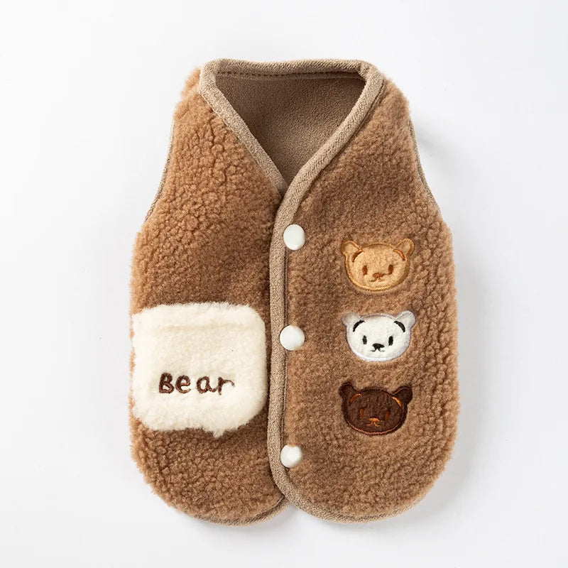 Puppy Winter Clothes Thin Fleece Dog Coat Cardigan Warm Dog Vest Chihuahua Jacket Bichon Costume Plush Coats Luxury Dog Clothing