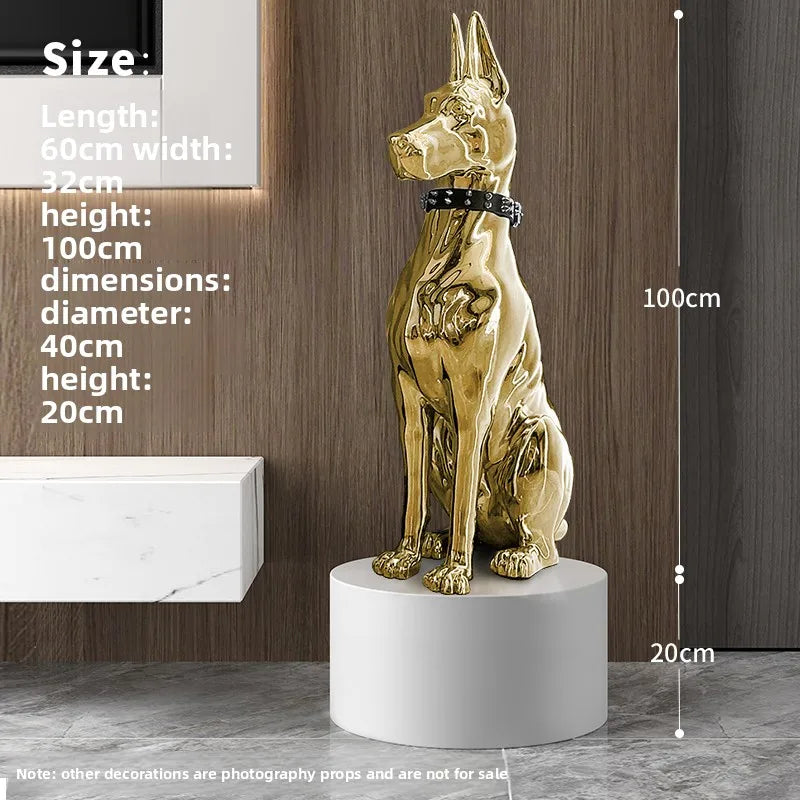 Electroplated dog ornament light luxury high-end large floor sculpture modern, decorative living room home accessories
