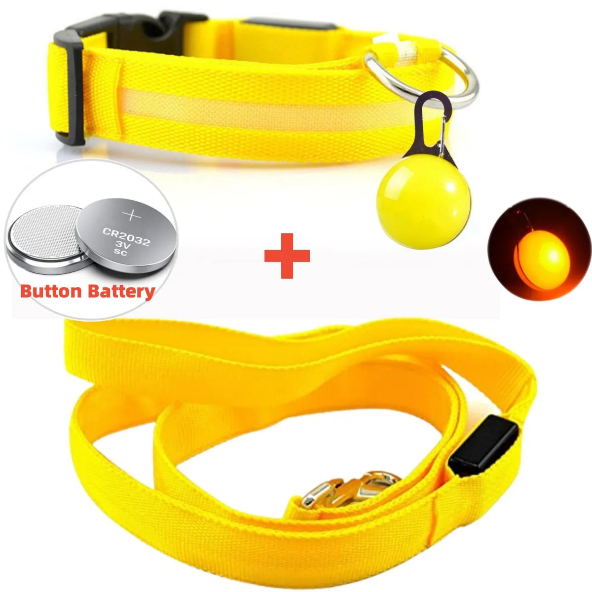 Led Glowing Leash Luminous Dog Collar With Pendant Set Luxury Light For Kinds Dogs Cat Night Safety Flashing Collar Accessories