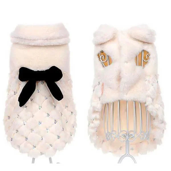 Pet Clothes Elegant Luxury Fur Winter Overcoat Small Dog Cat Clothes Bowknot Chihuahua Puppy Pet Dog Accessories