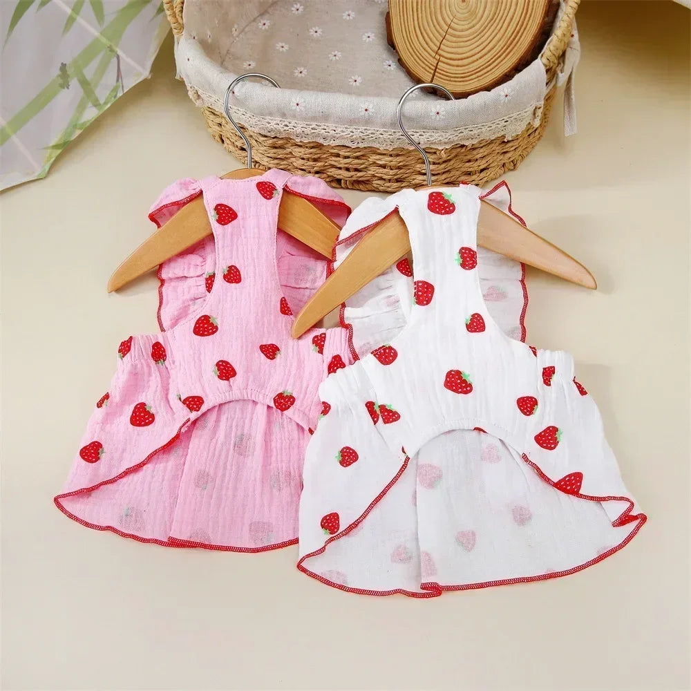Luxury Summer Strawberry Dress small-dog Clothes Dog