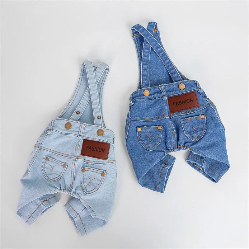 Pet Dog Denim Overalls Spring and Autumn Jumpsuit Overalls Pet Clothes Dog Pants Teddy Puppy Clothes for Small Dogs