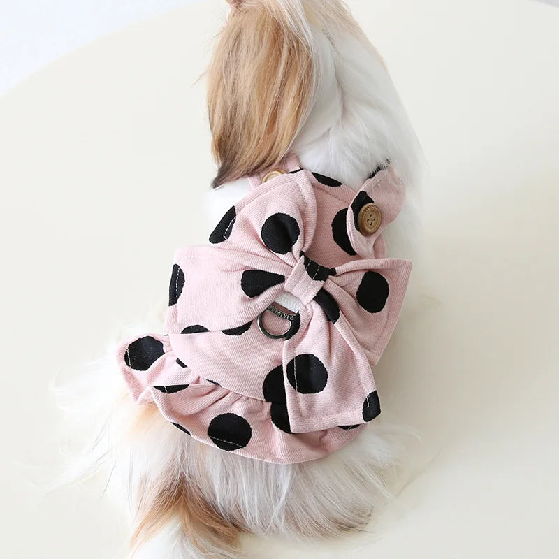Luxury Small Chihuahua Costume Puppy Big Bowknot Pet Dog Harness Vest Dresses For Small Puppy Couple Cat Coat Yorkie Accessories