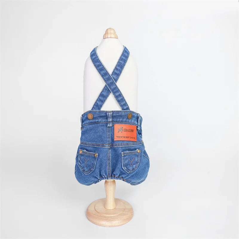Pet Dog Denim Overalls Spring and Autumn Jumpsuit Overalls Pet Clothes Dog Pants Teddy Puppy Clothes for Small Dogs