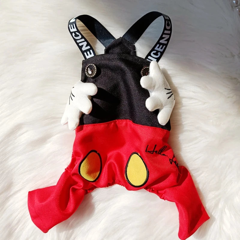 Cute Black And Red Dog Jumpsuit Fleece Pet Chihuahua Pants Overall Summer Spring Clothes For Small Medium Drop Shipping Pugs