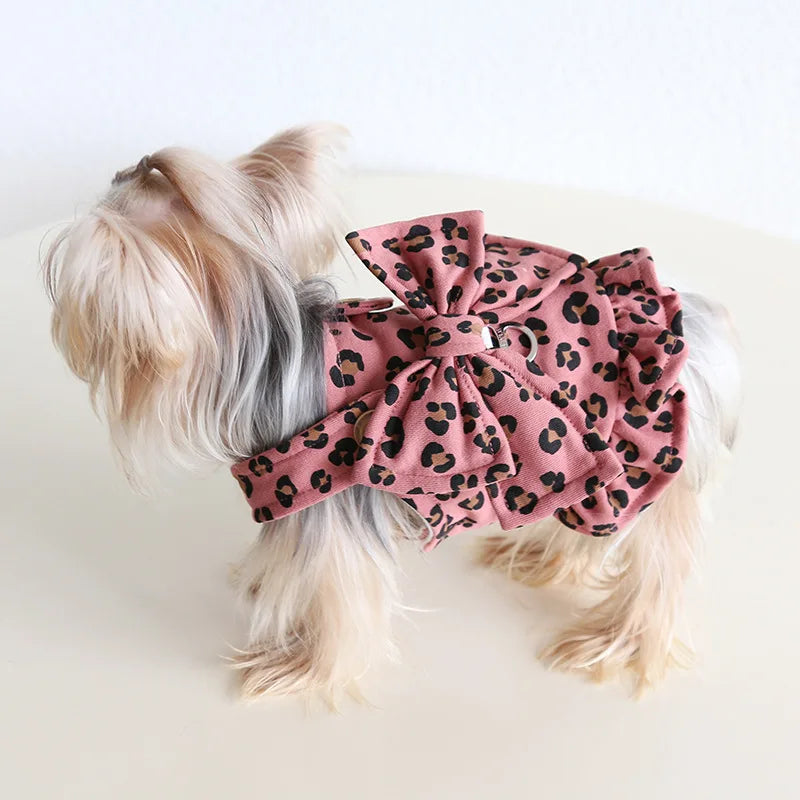 Luxury Small Chihuahua Costume Puppy Big Bowknot Pet Dog Harness Vest Dresses For Small Puppy Couple Cat Coat Yorkie Accessories