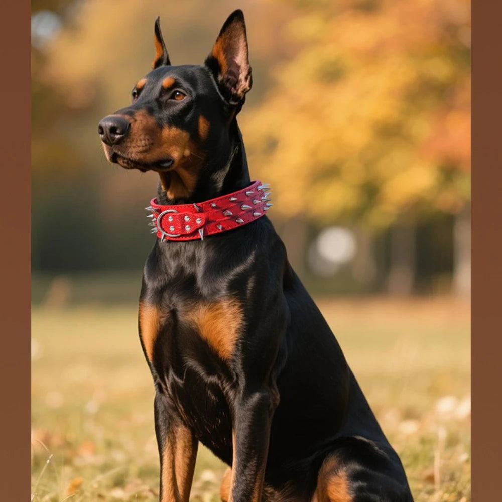 Luxury gold dog collar, handmade leather dog collar, PU leather pet collar, medium to large dog walking leash