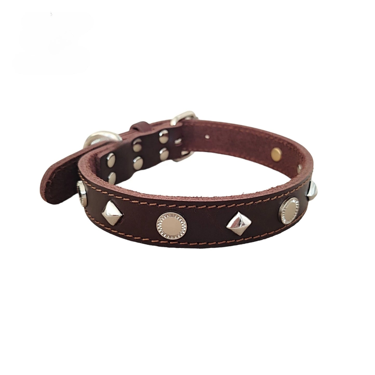 Handmade luxury leather dog collars with rivets for pets,  soft and comfortable top layer of cowhideall types of dogs