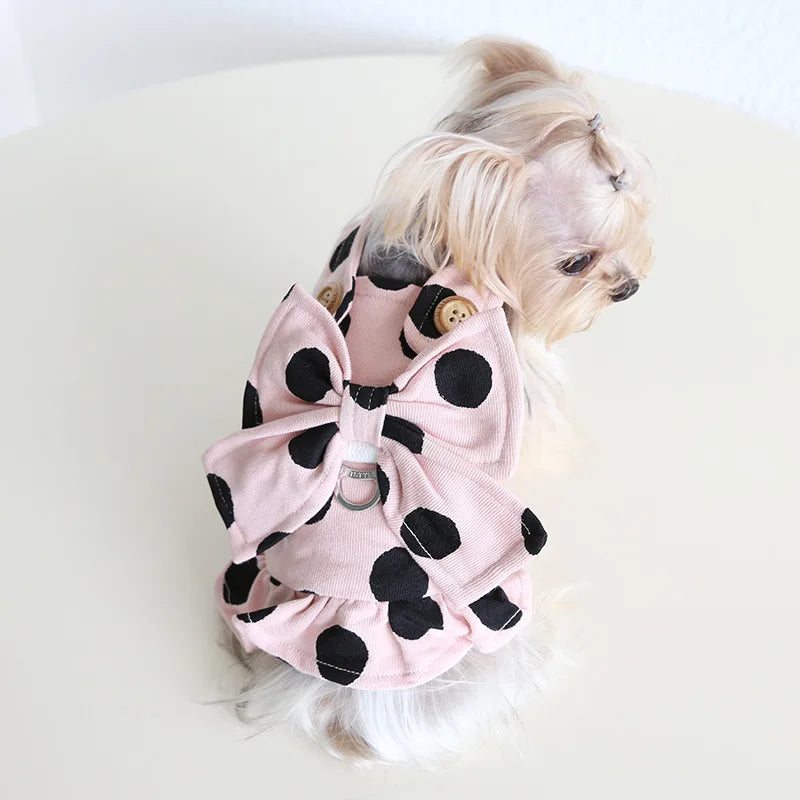 Luxury Small Chihuahua Costume Puppy Big Bowknot Pet Dog Harness Vest Dresses For Small Puppy Couple Cat Coat Yorkie Accessories