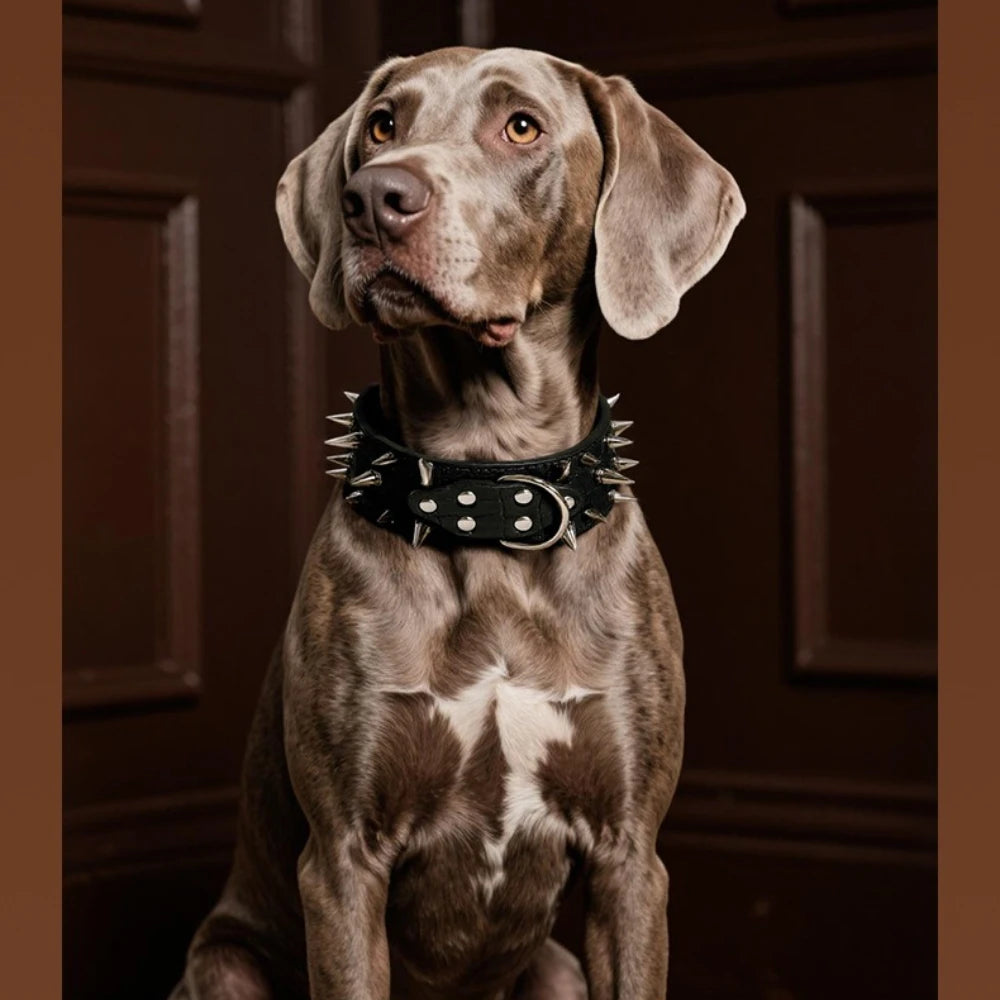 Luxury gold dog collar, handmade leather dog collar, PU leather pet collar, medium to large dog walking leash