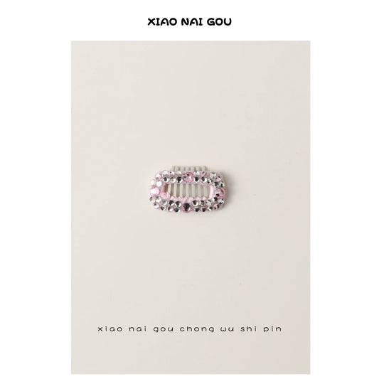 Luxury Pink Series Pet Dog Head-wear Supplies Fine Handmade Crystal Heart Bow Hairpins For Puppy Dogs Cute Hair Clips Jewelry