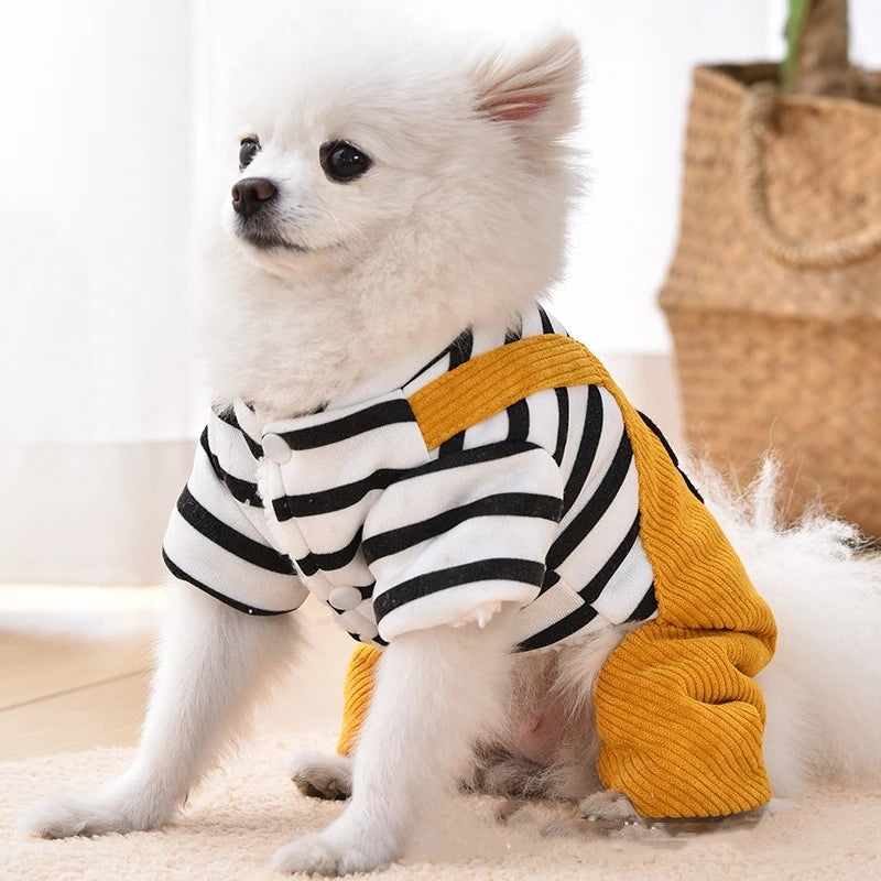 Dog Jumpsuit Coat Onesie Dog Clothes Four-Legs Jacket Clothing Corduroy Pants Overalls Onesie For Small Dogs Chiwawa Yorkie