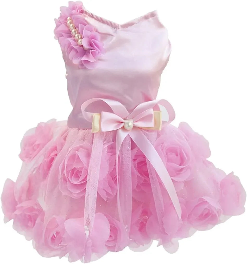 Luxury Princess Dress|Tutu Skirt Rose Flower Bowknot Dress