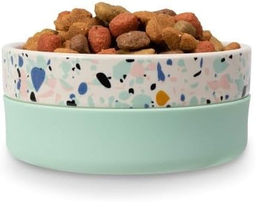 Now House for Pets by  Mint "Terrazzo" Duo Bowl, Small | Dishwasher Safe, Easy to Clean Dog Bowl with Anti-Skid Lid | Dual Functionality Bowl for Dogs for Storage or Travel