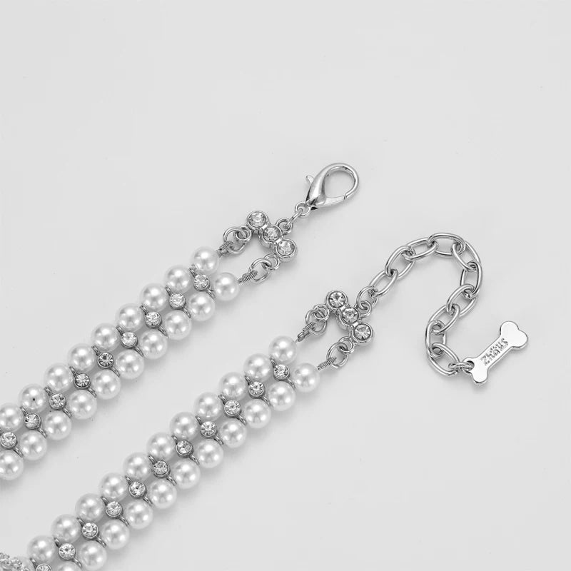 Pet Dog Diamond Necklace Collar Puppy Pearl Collar Cat Wedding Luxury Collars Rhinestone Necklace For Pet Dogs Cats