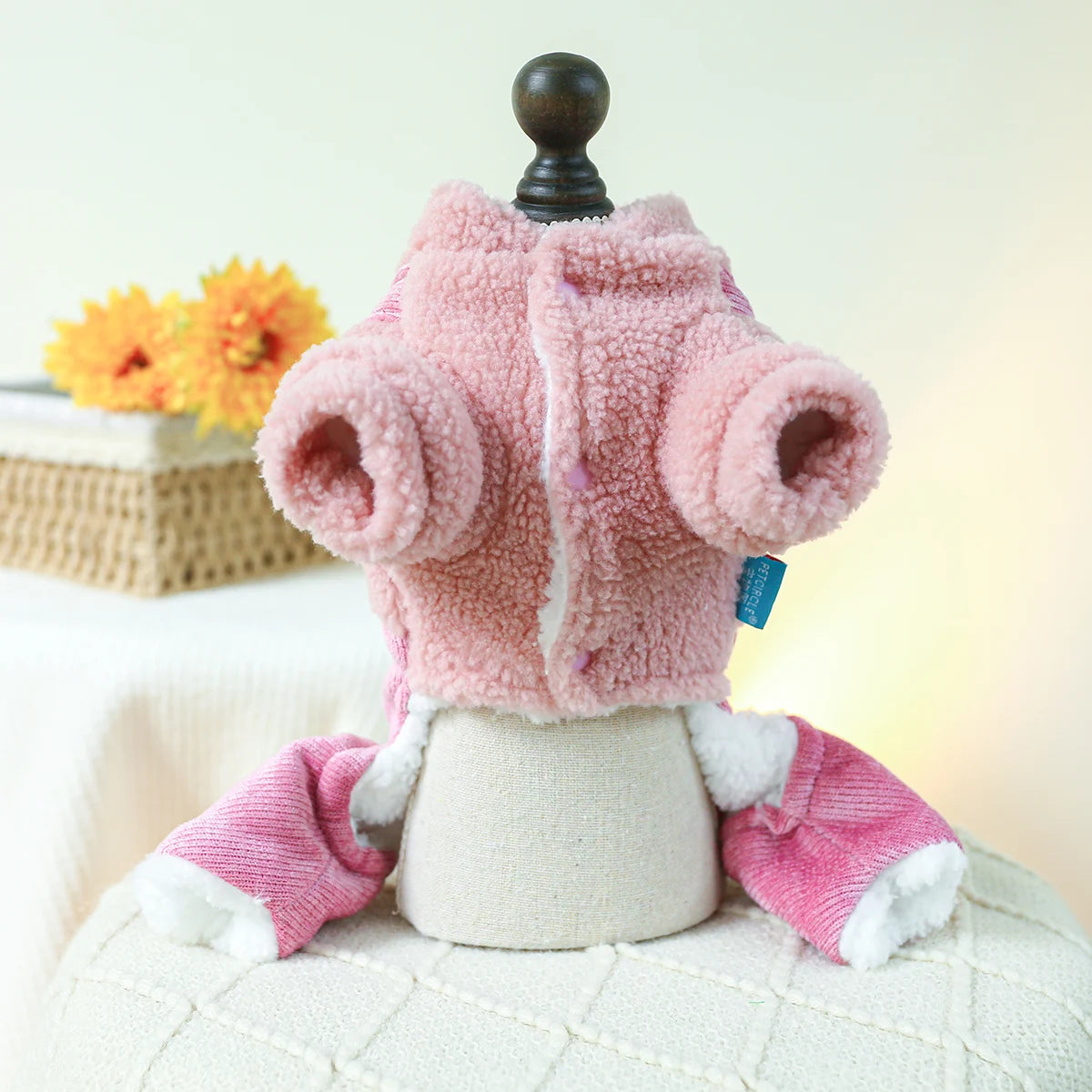 Love Fur Winter Overall For Dogs Pink Harness Jacket With Pink Corduroy Pants Shih tzu Yorkies Winter Warm Pet Clothing Jumpsuit