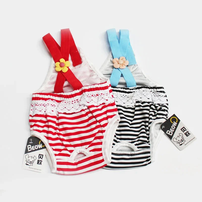 Pet physiology pants, small flower overalls physiology pants, dog hygiene diapers, anti-harassment estrus panties can put urine