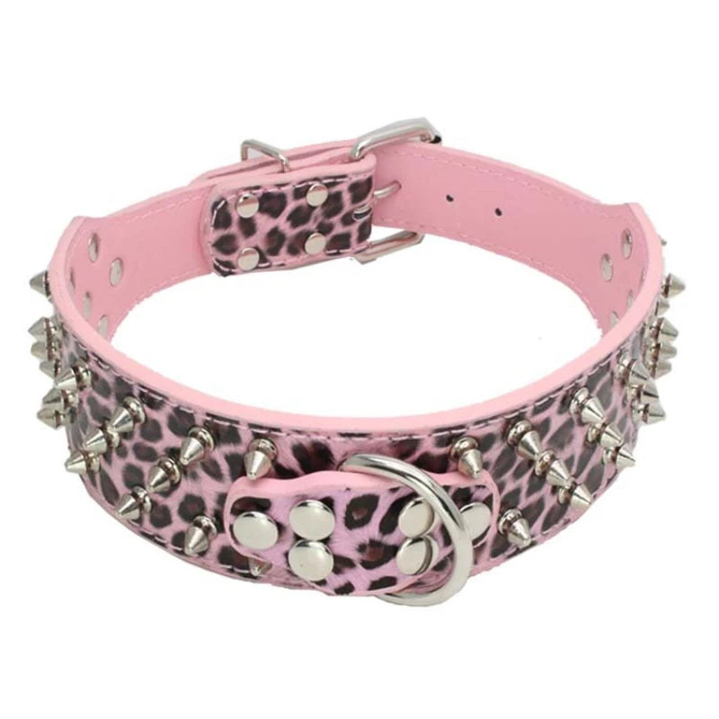 5cm Shiny luxury leather dog collar, retro willow nail decoration, sturdy and durable dog walking collar, medium to large dog