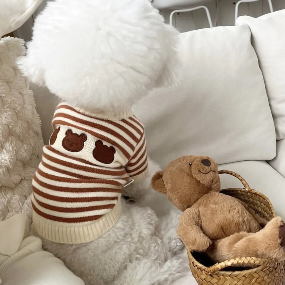 Pet Spring and Autumn Striped Sweater Warm Pet Knitted Sweater Autumn Winter Thickened Small Medium sized Dog Cat Teddy Coat