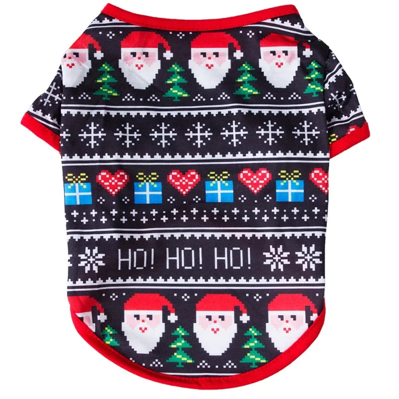 Christmas Dog Clothes Deer Snowman Print Dog Shirt Cute Soft Puppy Pullovers Luxury Cat Shirt Pet Costumes Chihuahua Dog Clothes
