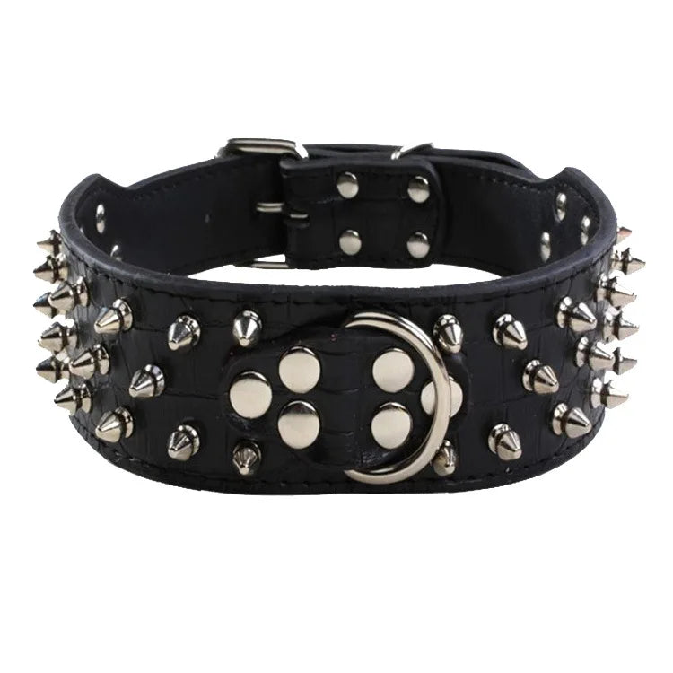 5cm Shiny luxury leather dog collar, retro willow nail decoration, sturdy and durable dog walking collar, medium to large dog