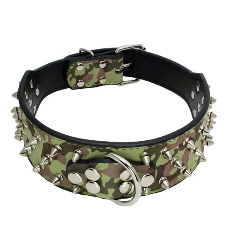 5cm Shiny luxury leather dog collar, retro willow nail decoration, sturdy and durable dog walking collar, medium to large dog