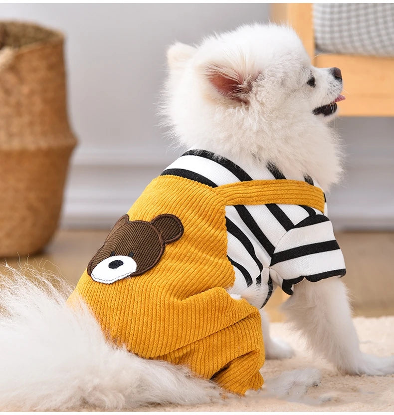 Dog Jumpsuit Coat Onesie Dog Clothes Four-Legs Jacket Clothing Corduroy Pants Overalls Onesie For Small Dogs Chiwawa Yorkie