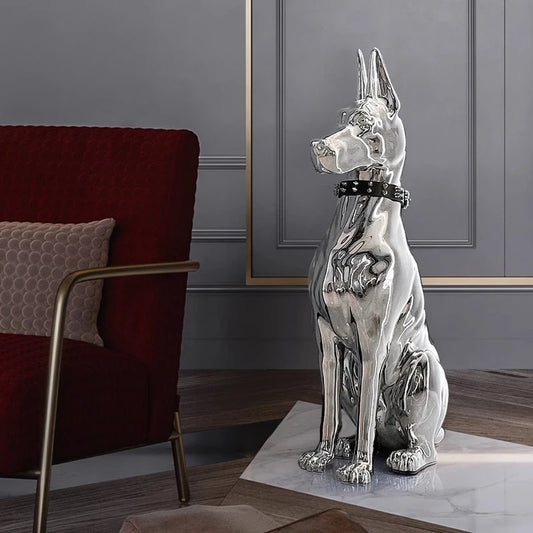 Electroplated dog ornament light luxury high-end large floor sculpture modern, decorative living room home accessories