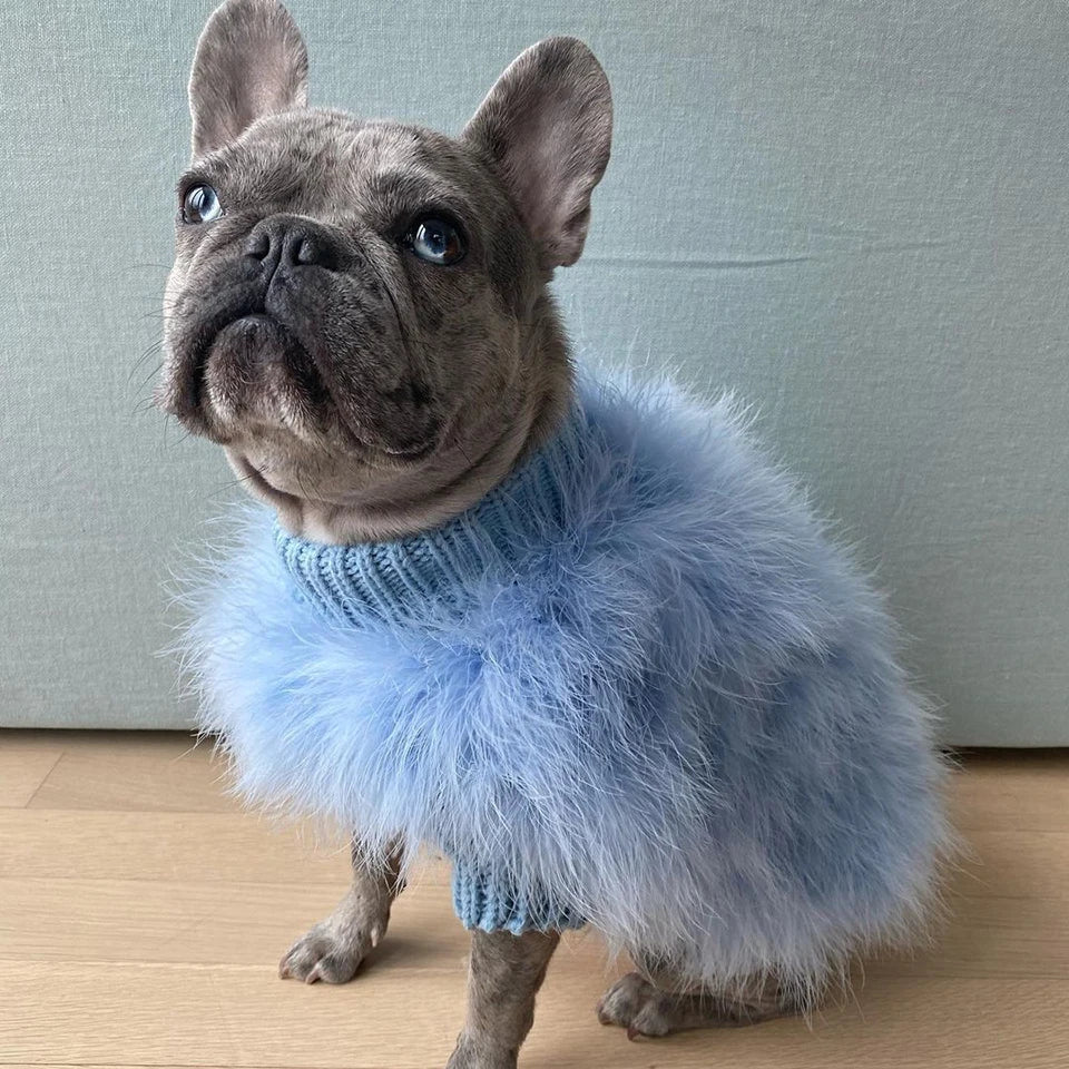 NONOR Fur Dog Coat Autumn and Winter Warmth Luxury French bulldog Pug Bichon Dog Sweater Pet Warm Core Yarn Pet Clothes