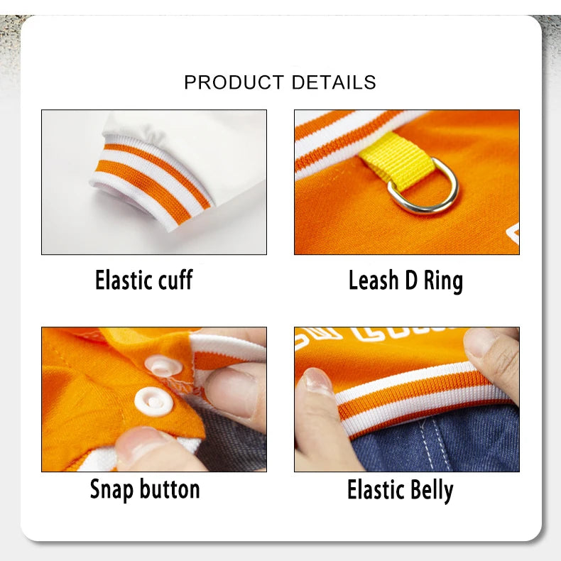 Dog Jumpsuit Jacket with Denim Pants Suit Overalls - 4-Legged One-piece Spring/Fall Outfits Pet Clothing for Small Medium Dogs