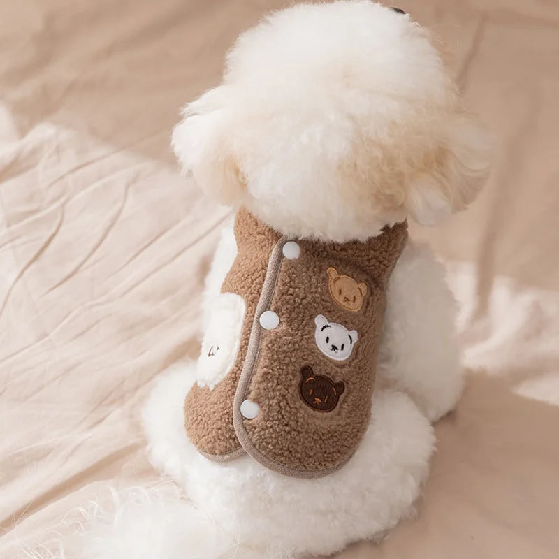 Puppy Winter Clothes Thin Fleece Dog Coat Cardigan Warm Dog Vest Chihuahua Jacket Bichon Costume Plush Coats Luxury Dog Clothing