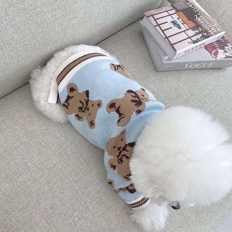 Luxury Dog Clothes Chihuahua Pet Striped Cardigan Sweater Bichon Frise Puppy Kitten Dog Warm Coat Cat Dog Accessories Pet Outfit