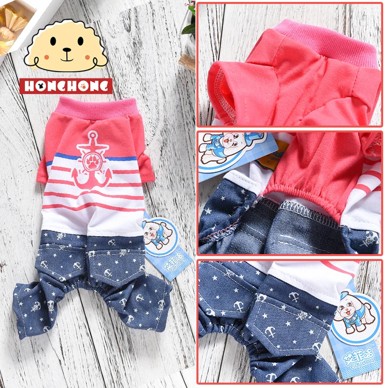 On Sale Clearance Pet Clothes For Small Puppy Cats Four Legs Overall Summer Cooling Shirt With Khaki Pants Costumes S XXL Goods