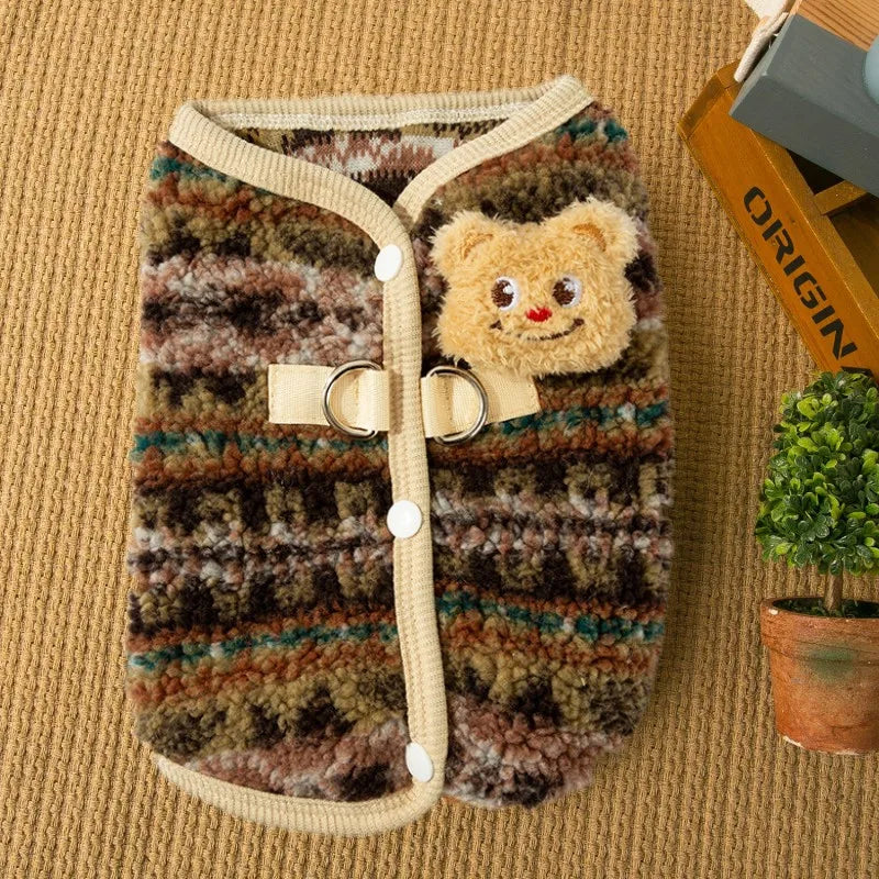 Puppy Winter Clothes Thin Fleece Dog Coat Cardigan Warm Dog Vest Chihuahua Jacket Bichon Costume Plush Coats Luxury Dog Clothing