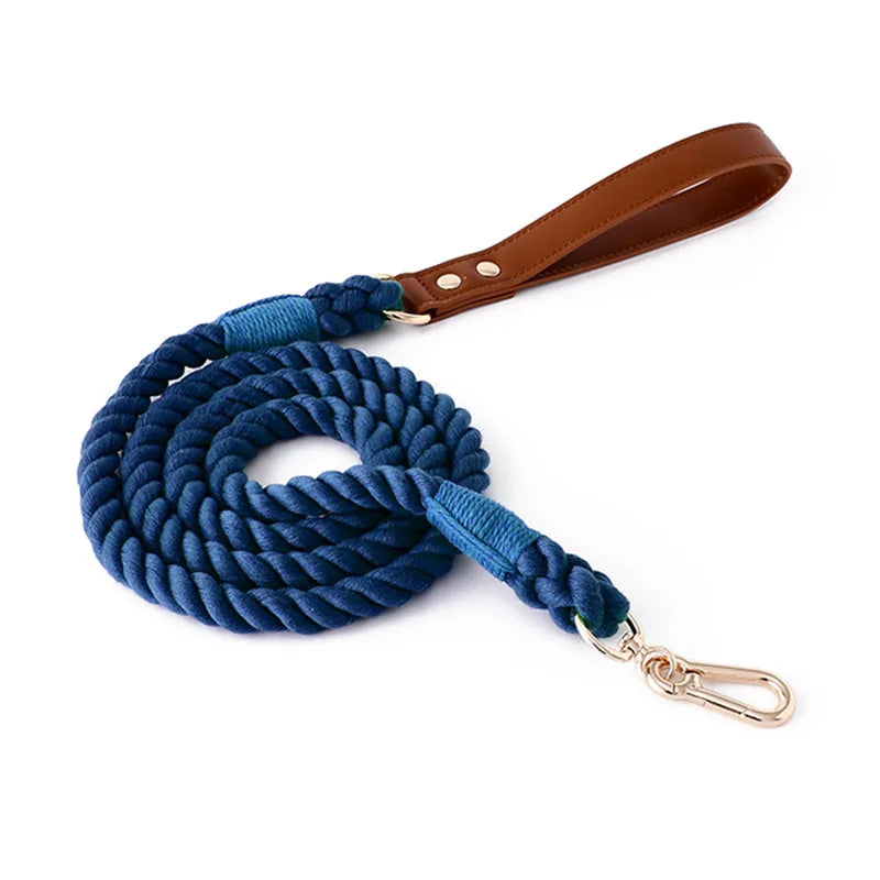 Fashion Luxury Hand Knit Cotton Dog Collar Leash Set Strong Puppy Alloy Buckle Leash and Pet Collar Set Pet Accessories