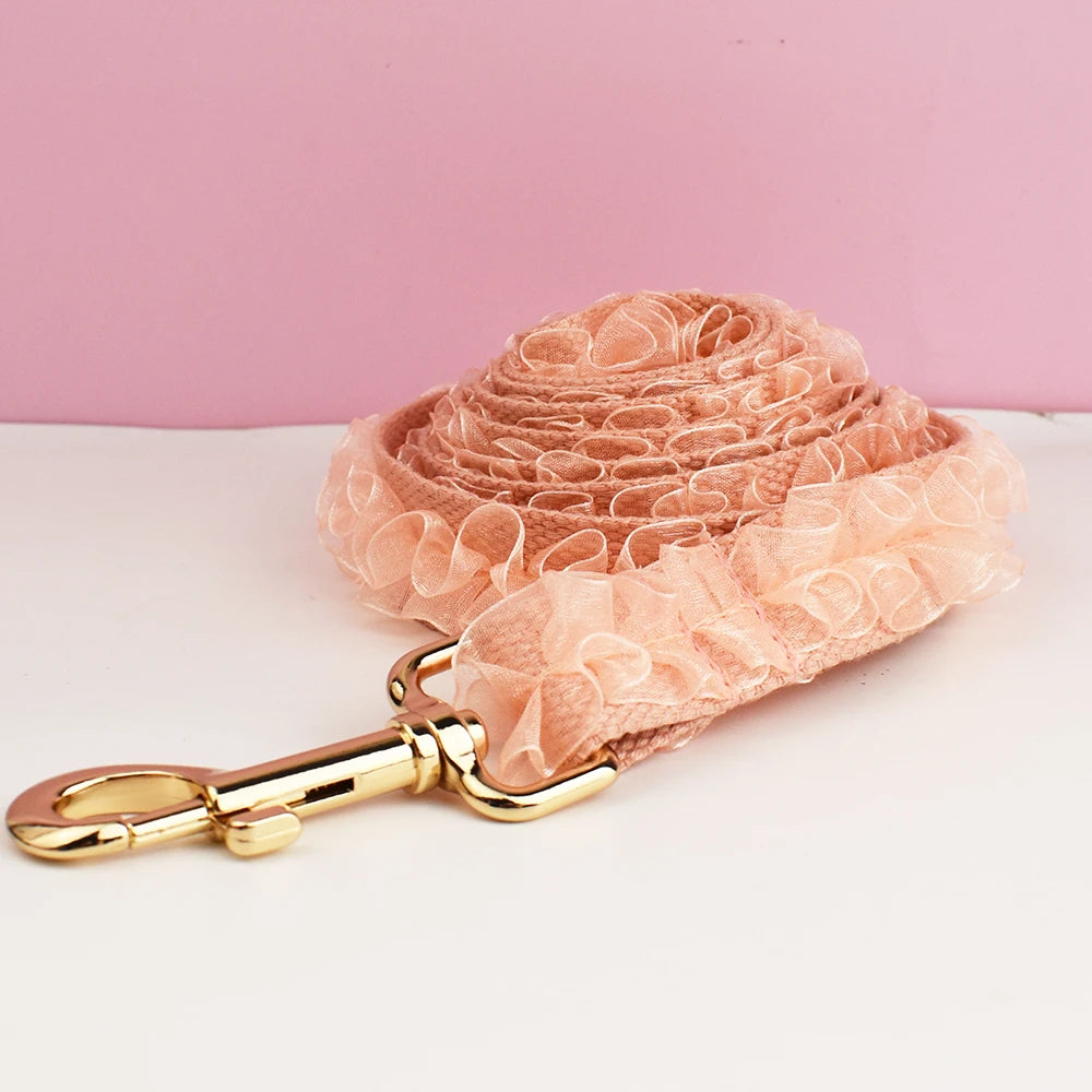 Luxury Custom Engraved Lace designer dog collar and leash set Personalized PetHarness Nameplate Wedding Accessory for Dogs