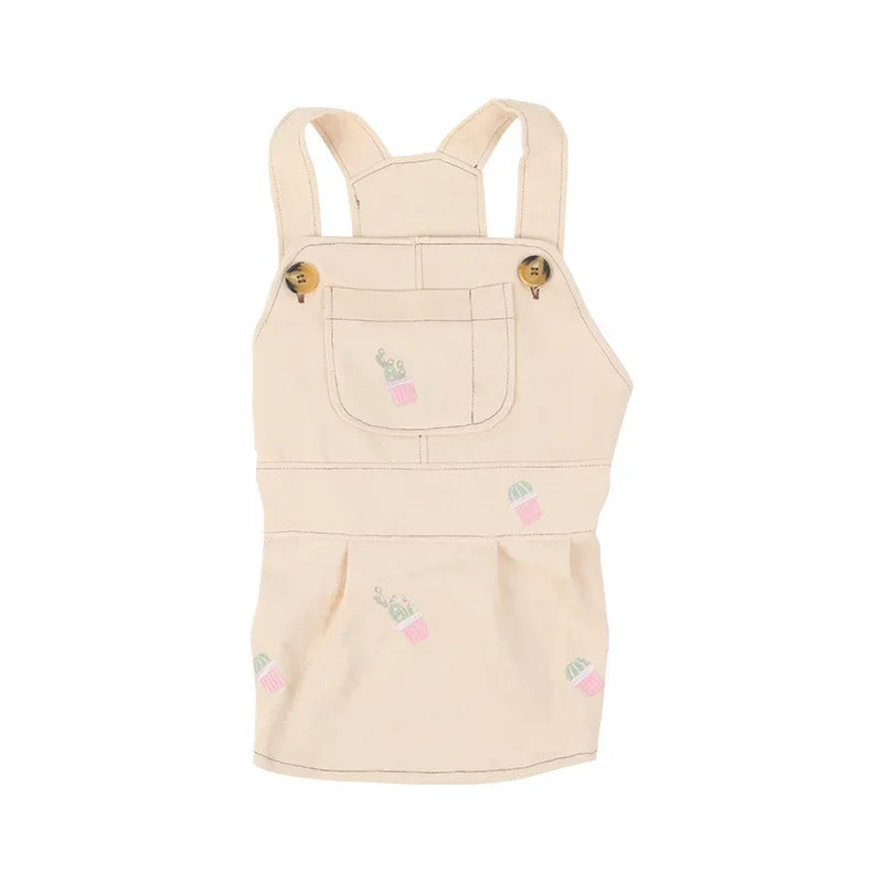 IBEANS pet clothes manufacturer spring and summer dog overalls overalls skirt pockets embroidered pumpkin pants cat overalls