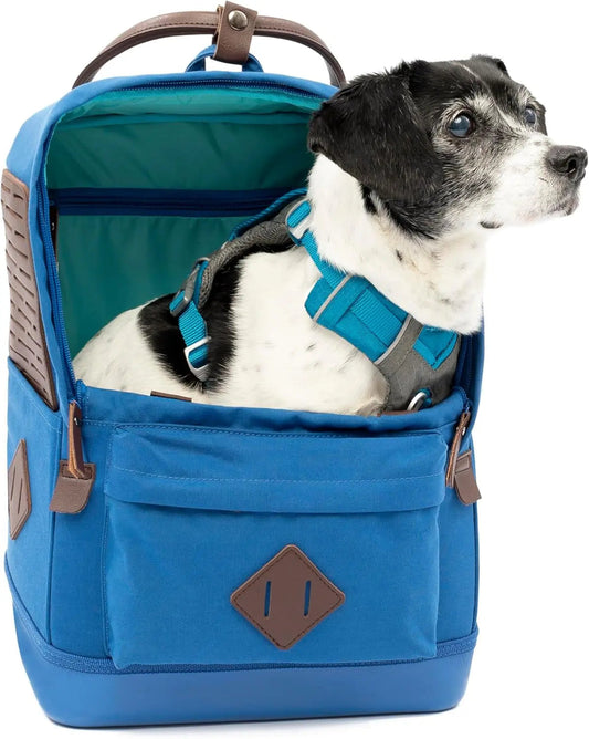 Nomad Carrier Backpack - Airline Approved Dog Bag for Travel - Stylish Pet Backpack with Waterproof Bottom - Lightweight for Hiking - Small Breed Dog Carrier with Tablet Sleeve - Blue