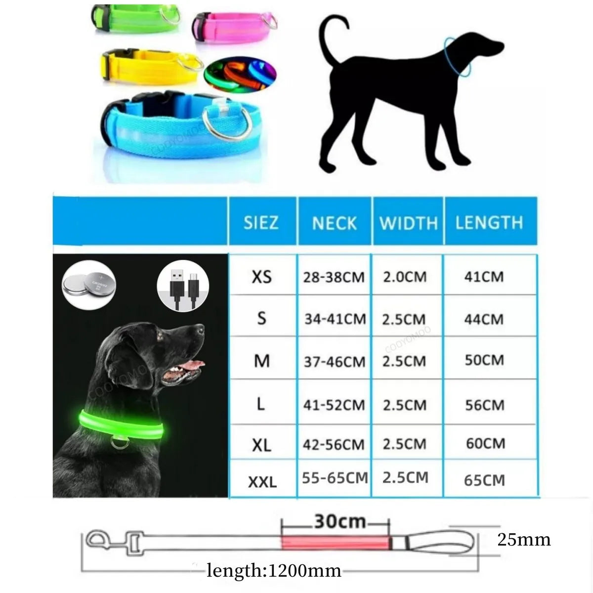 Led Glowing Leash Luminous Dog Collar With Pendant Set Luxury Light For Kinds Dogs Cat Night Safety Flashing Collar Accessories