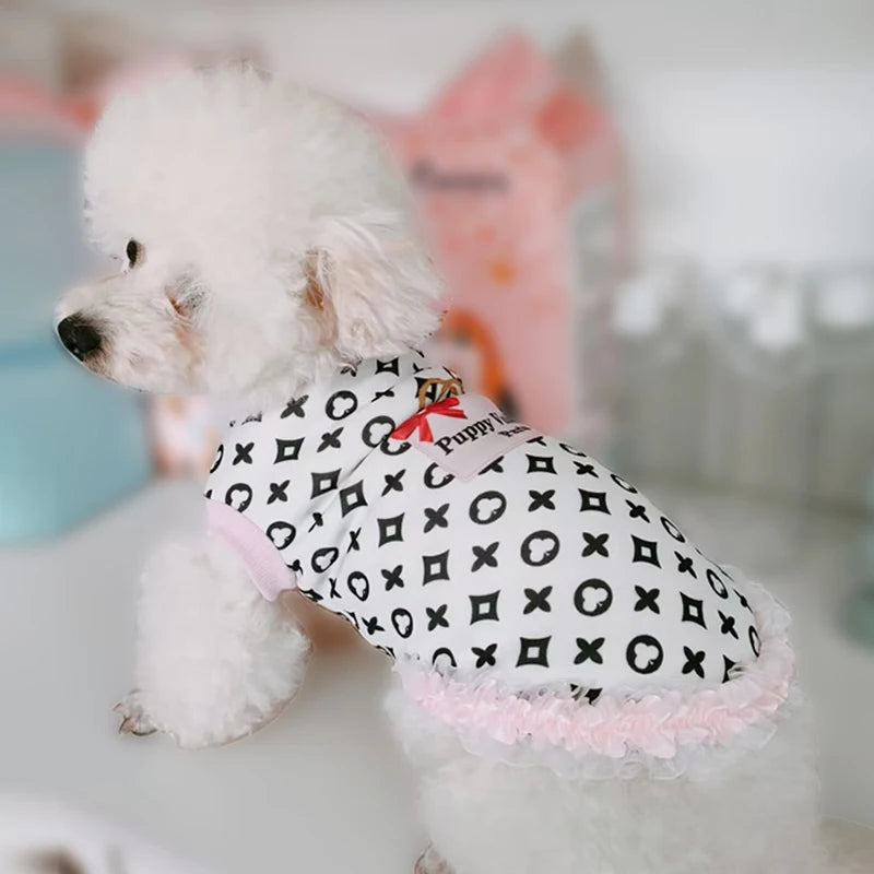 Spring Summer Luxury Dogs Clothes Lace Dresses Cute Sweet Princess Dresses Chihuahua Collar Dogs Puppy And Medium Dog Clothing