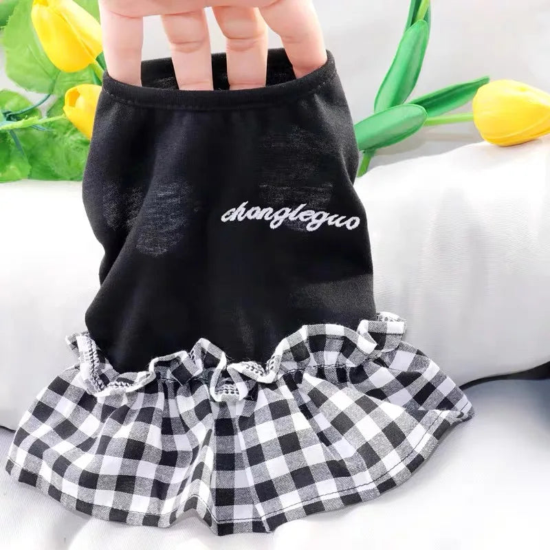 Bow Dog Princess Dress Dog Clothes Summer Black White Luxury Striped Skirt Dog Vest Chihuahua Bichon Yorkie Clothing for Dogs
