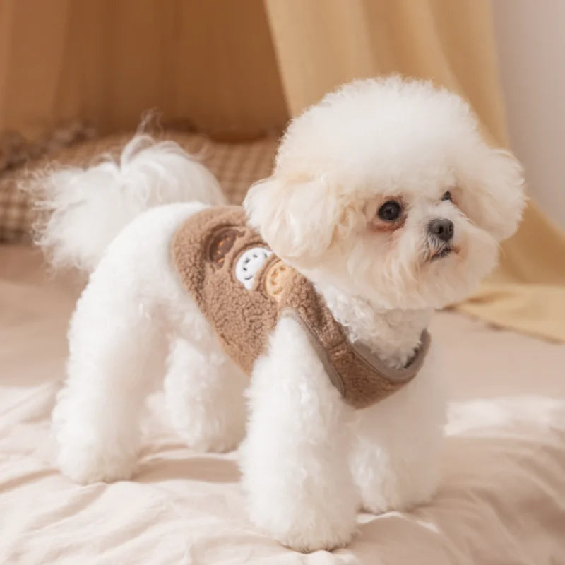 Puppy Winter Clothes Thin Fleece Dog Coat Cardigan Warm Dog Vest Chihuahua Jacket Bichon Costume Plush Coats Luxury Dog Clothing