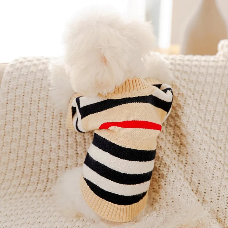 Dog Clothes Winter Chihuahua Pet Striped Dog Cardigan Sweater Bichon Pug Kitten Puppy Dog Warm Coat Cat Dog Supplies Pet Outfit