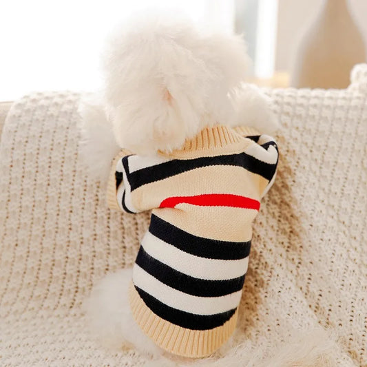 Dog Clothes Winter Chihuahua Pet Striped Dog Cardigan Sweater Bichon Pug Kitten Puppy Dog Warm Coat Cat Dog Supplies Pet Outfit