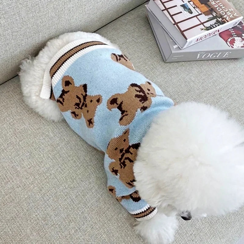 Dog Clothes Winter Chihuahua Pet Striped Dog Cardigan Sweater Bichon Pug Kitten Puppy Dog Warm Coat Cat Dog Supplies Pet Outfit